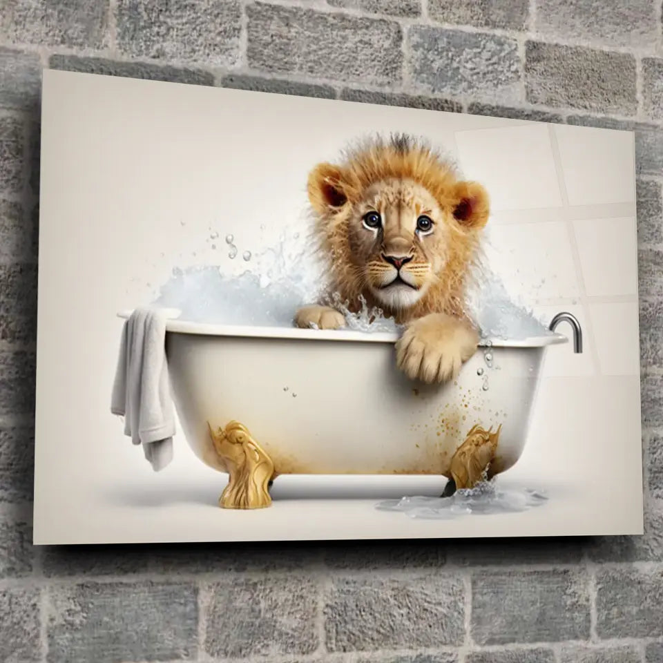 Tableau Lionceau dans un Bain - Toile Unique