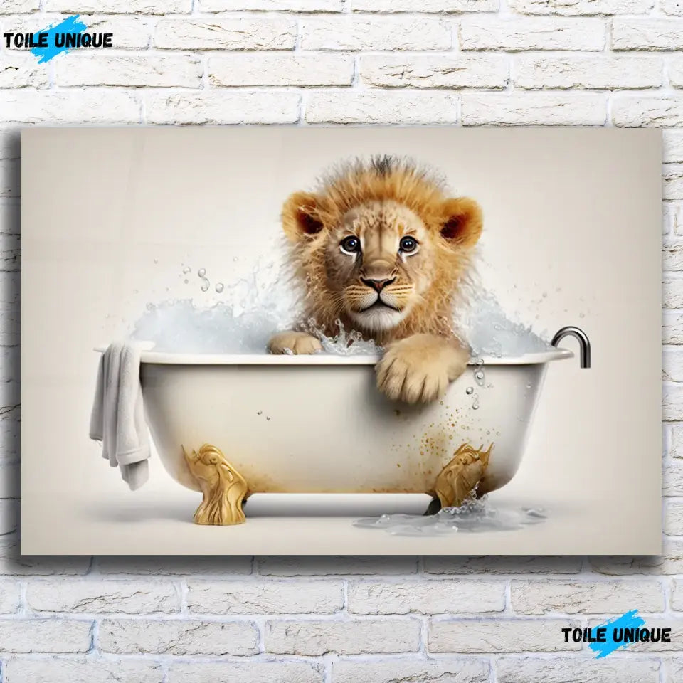 Tableau Lionceau dans un Bain - Toile Unique