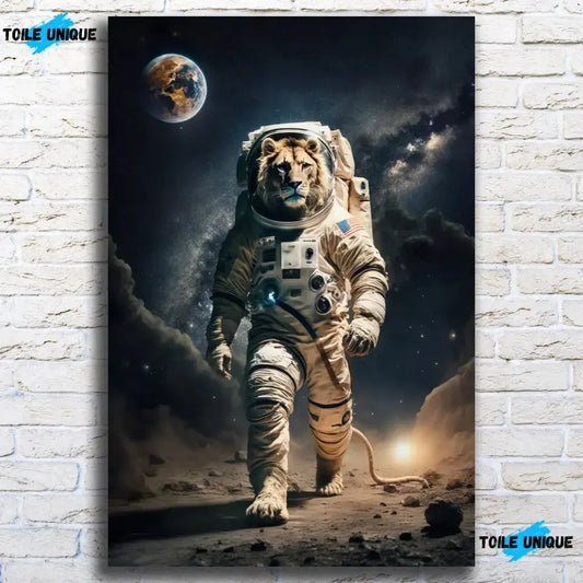 Tableau Cosmique Lion Astronaute Toile Unique.fr