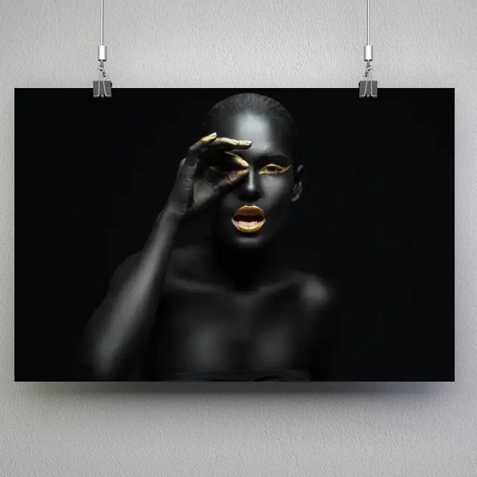 Tableau Femme en noir et or Toile Unique.fr