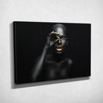 Tableau Femme en noir et or - Vignette | Toile Unique