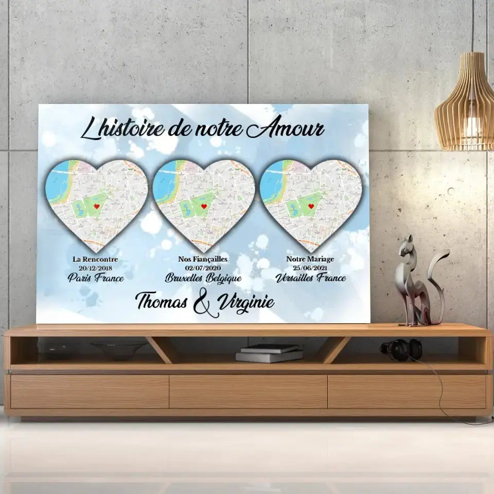 Tableau Lieu de Rencontre - Histoire de notre amour - Toile Unique