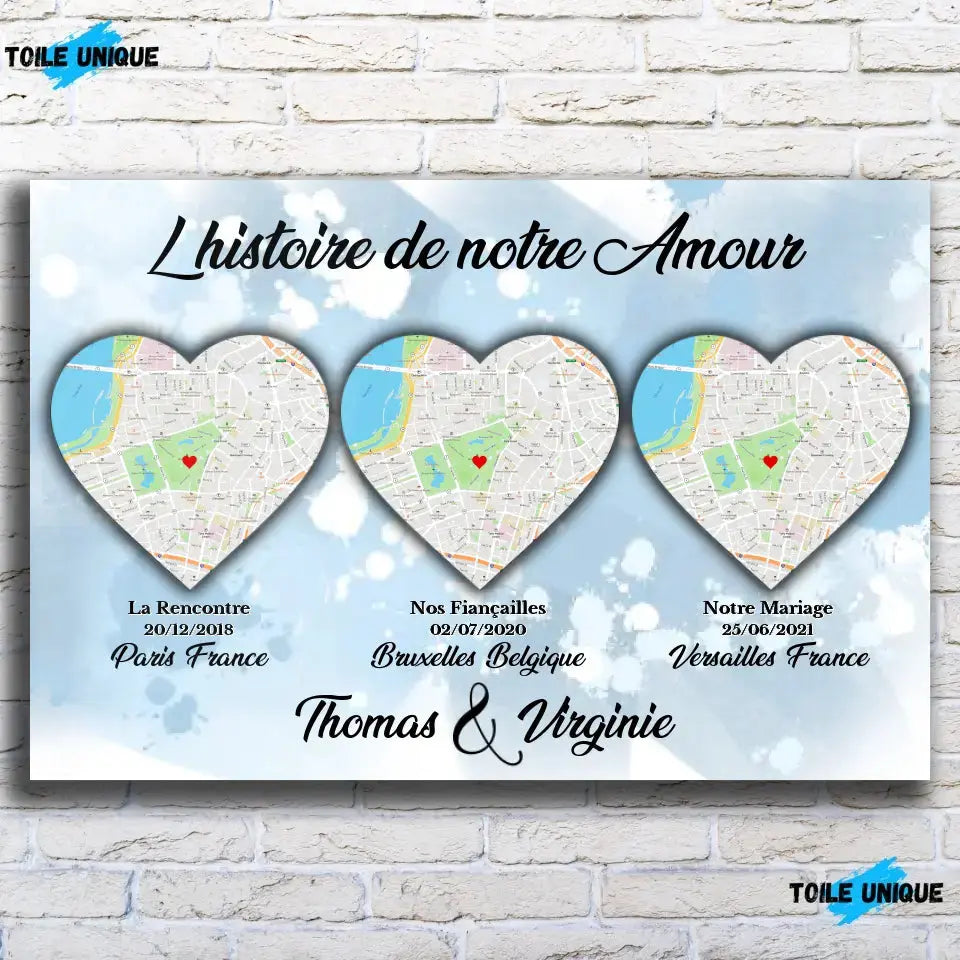 Tableau Lieu de Rencontre - Histoire de notre amour Toile Unique.fr