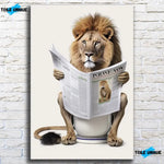 Tableau Lion aux toilettes - Vignette | Toile Unique