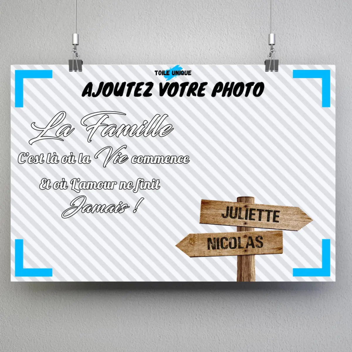 Tableau prénoms - photo personnalisée (famille) - Toile Unique