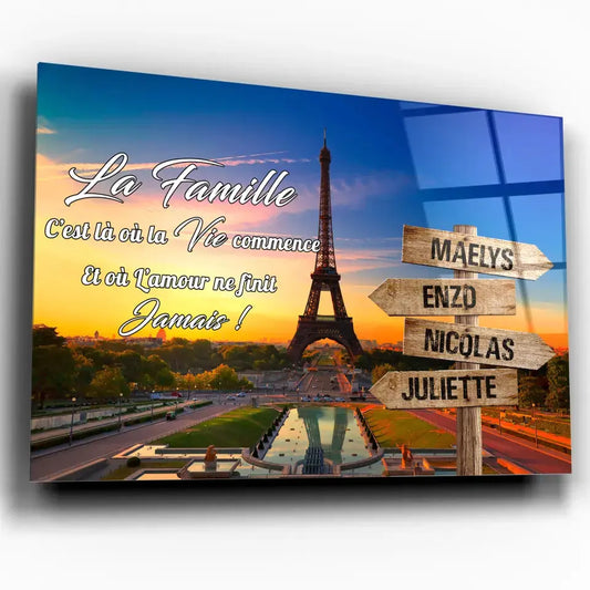 Tableau prénoms - Tour Eiffel de Paris Toile Unique.fr