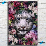 Tableau tigre blanc fleurs - Vignette | Toile Unique