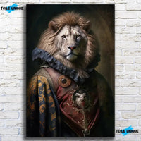 Thumbnail for Tableau Aristocratique Lion Royal en Tenue d'Époque - Toile Unique