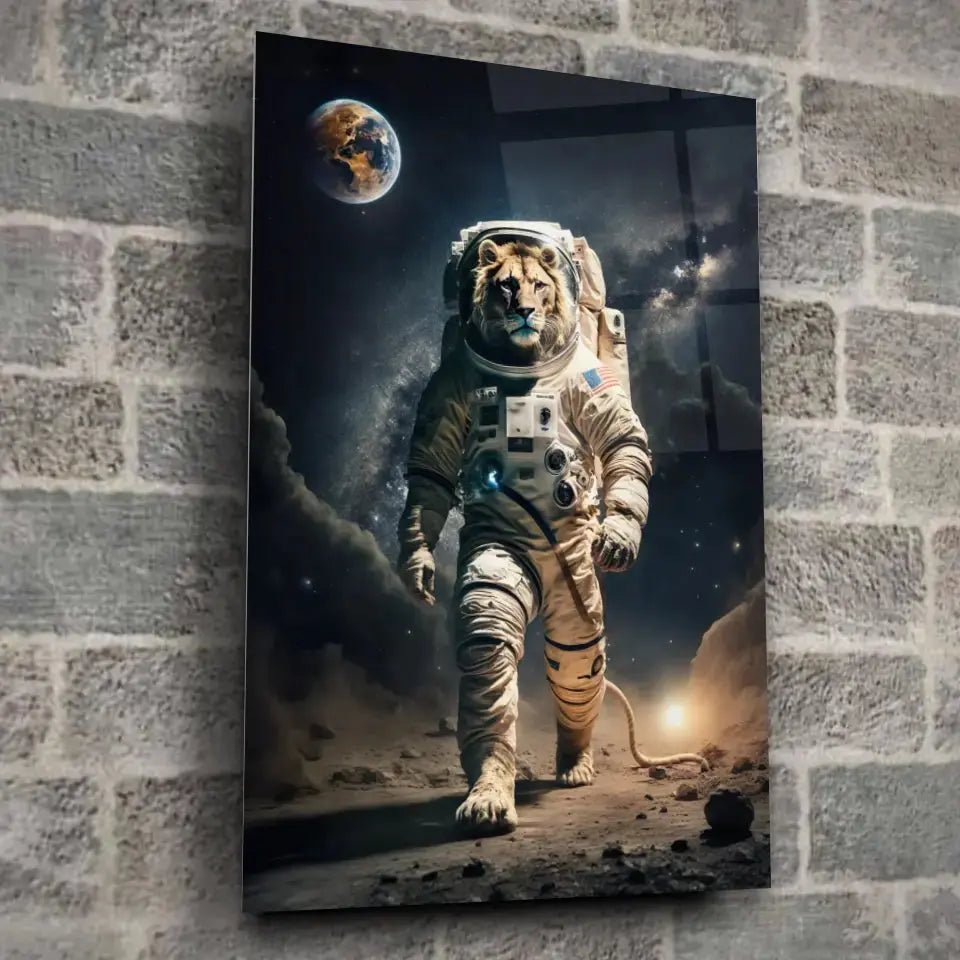 Tableau Cosmique Lion Astronaute - Toile Unique