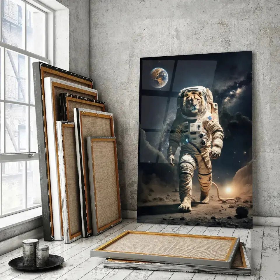 Tableau Cosmique Lion Astronaute - Toile Unique