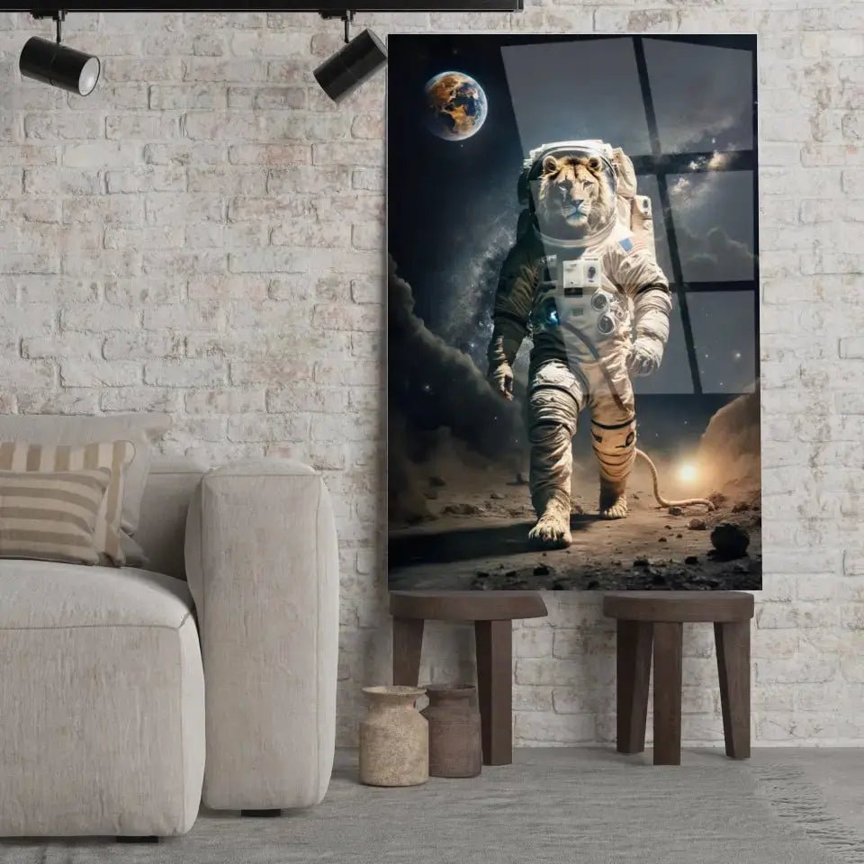 Tableau Cosmique Lion Astronaute - Toile Unique