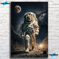 Thumbnail for Tableau Cosmique Lion Astronaute - Toile Unique