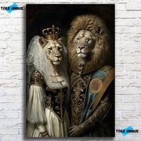 Thumbnail for Tableau de Mariage Royal Lion et Lionne - Toile Unique