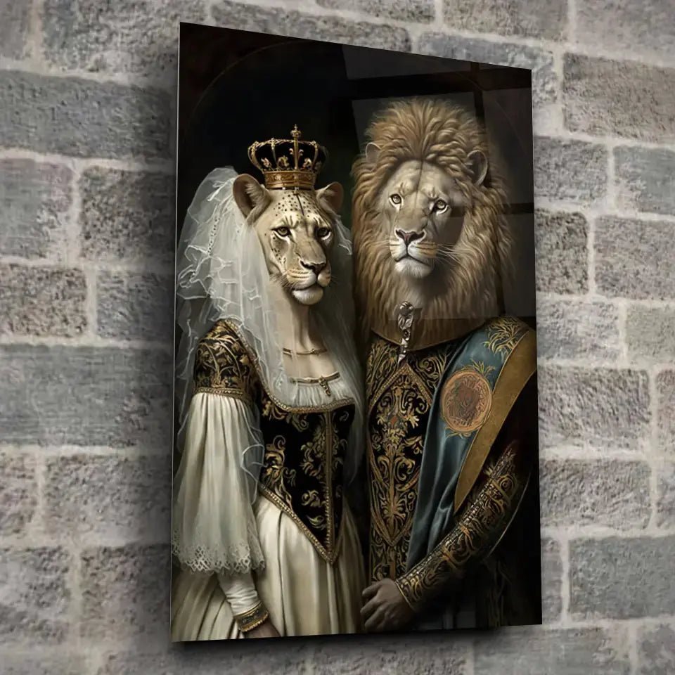 Tableau de Mariage Royal Lion et Lionne - Toile Unique