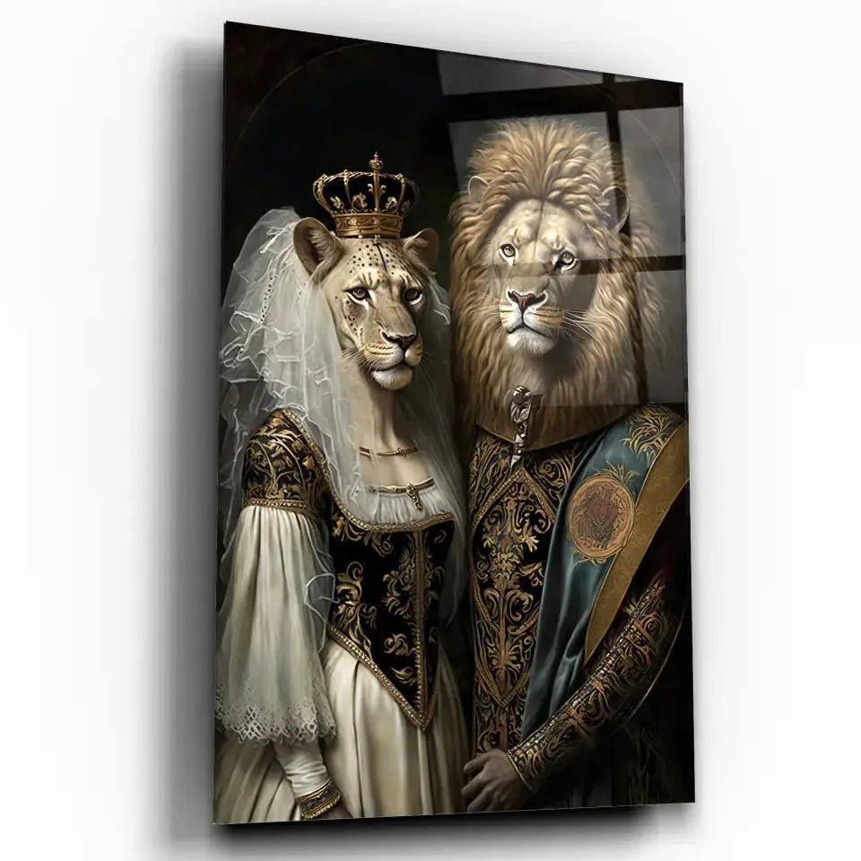 Tableau de Mariage Royal Lion et Lionne - Toile Unique