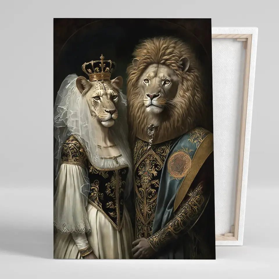 Tableau de Mariage Royal Lion et Lionne - Toile Unique