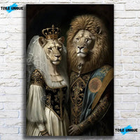 Thumbnail for Tableau de Mariage Royal Lion et Lionne - Toile Unique