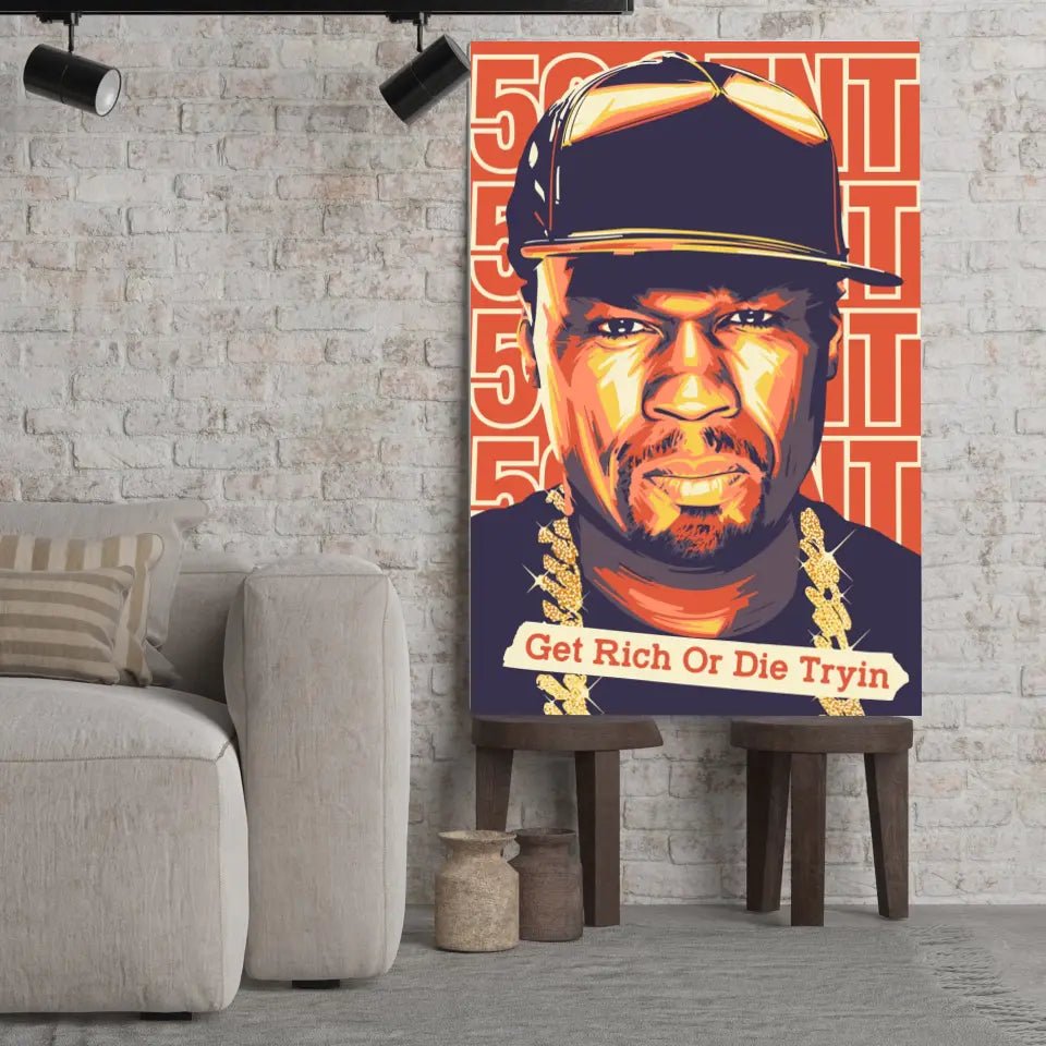 Tableau Décoratif - 50Cent Get Rich Or Die Tryin - Toile Unique