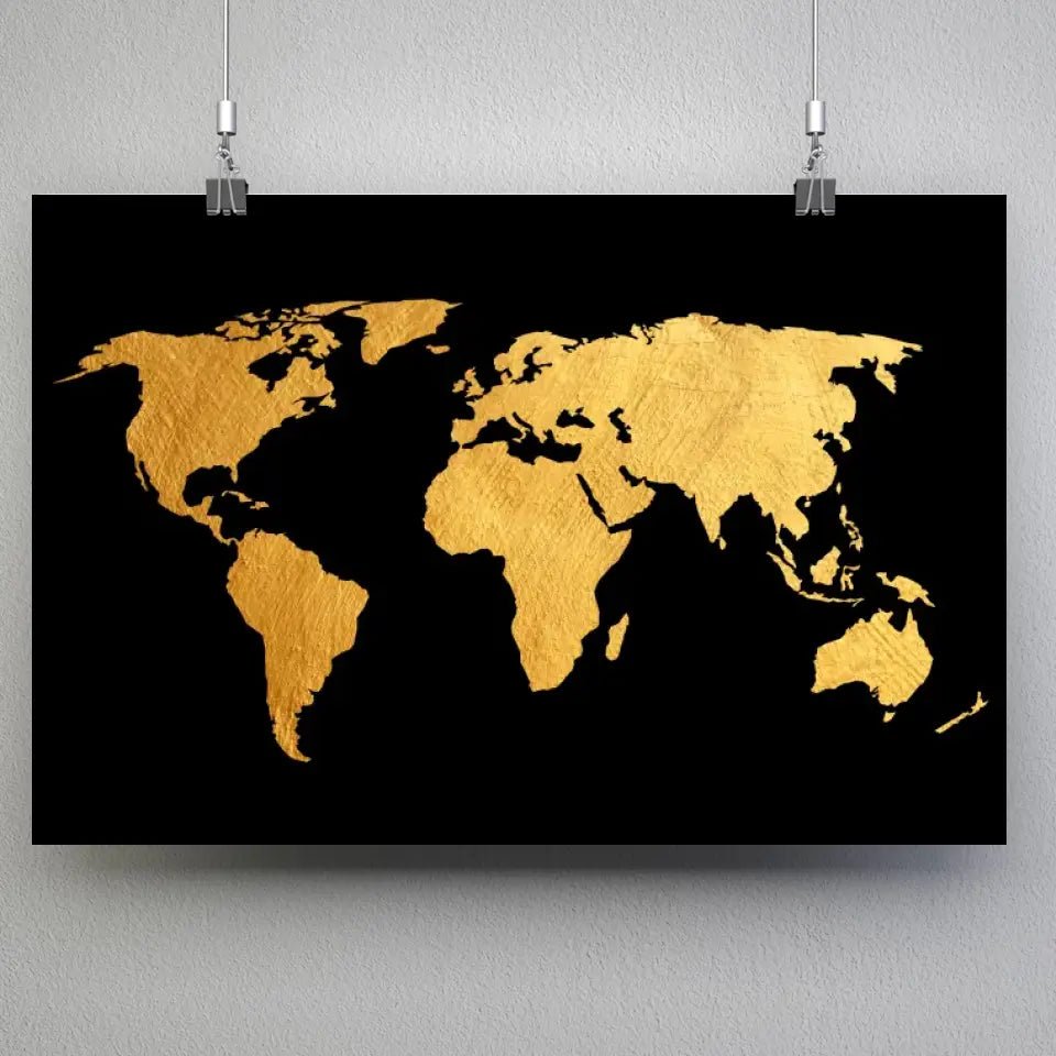 Tableau Décoratif - Map Monde Fond Noir - Toile Unique