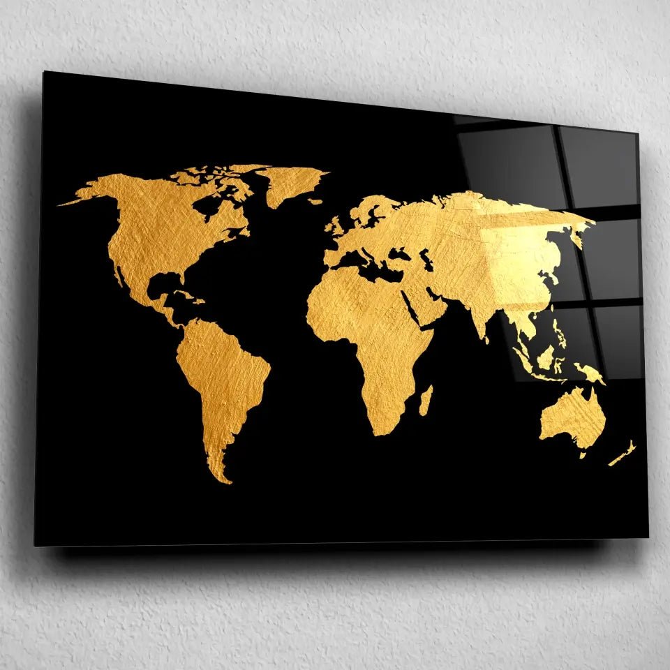 Tableau Décoratif - Map Monde Fond Noir - Toile Unique