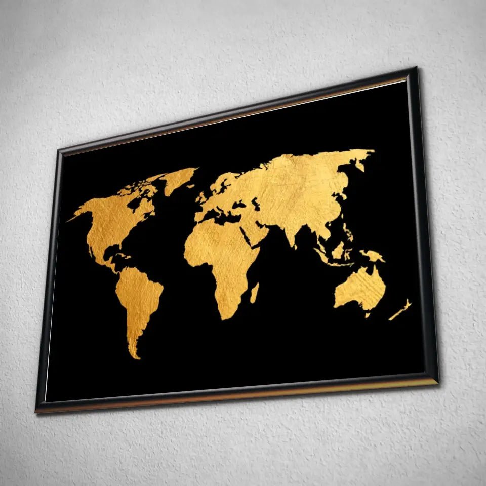 Tableau Décoratif - Map Monde Fond Noir - Toile Unique