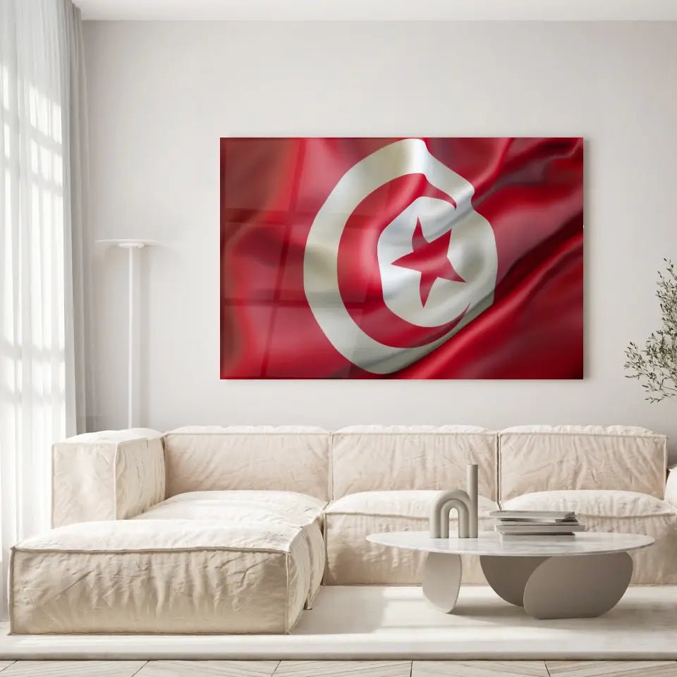 Tableau Drapeau Tunisie - Toile Unique