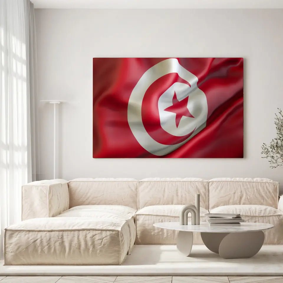 Tableau Drapeau Tunisie - Toile Unique