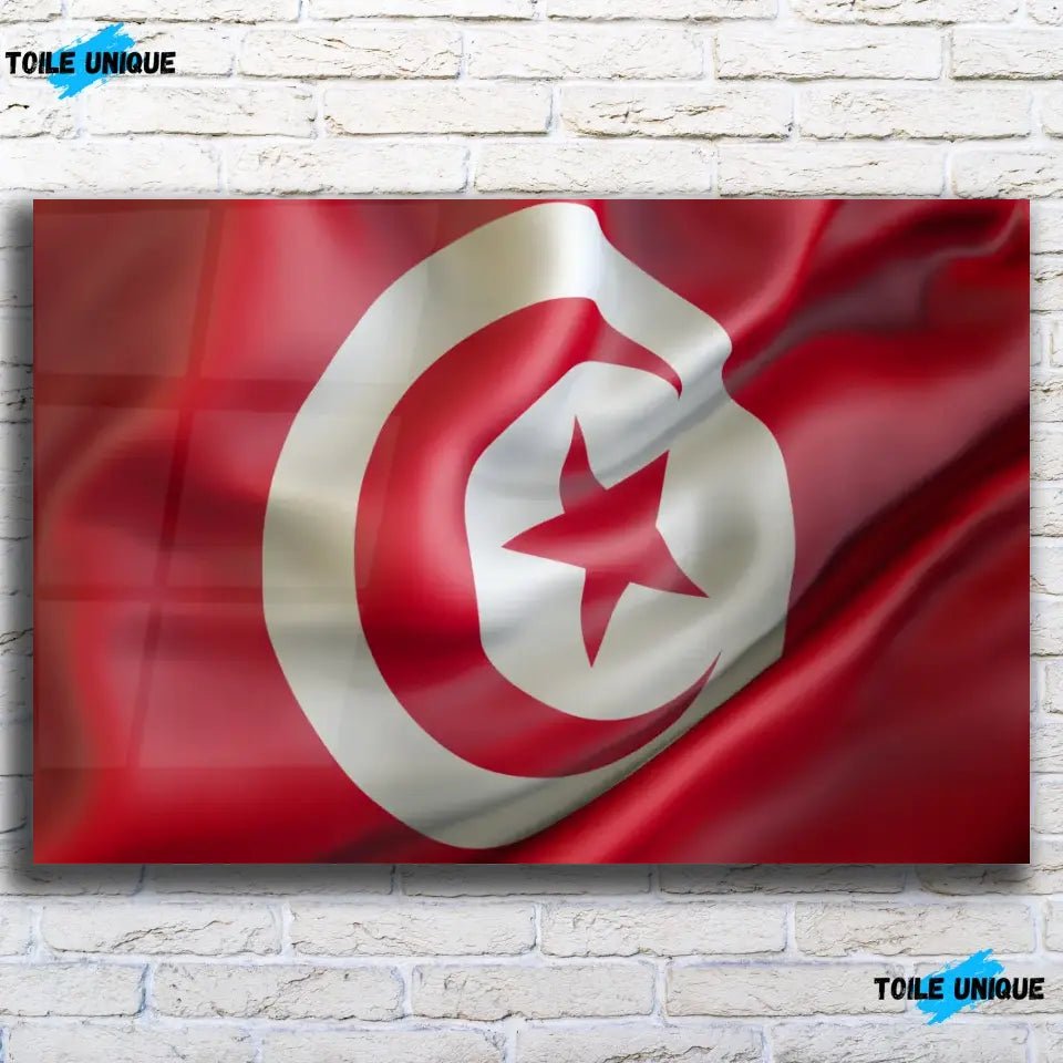 Tableau Drapeau Tunisie - Toile Unique