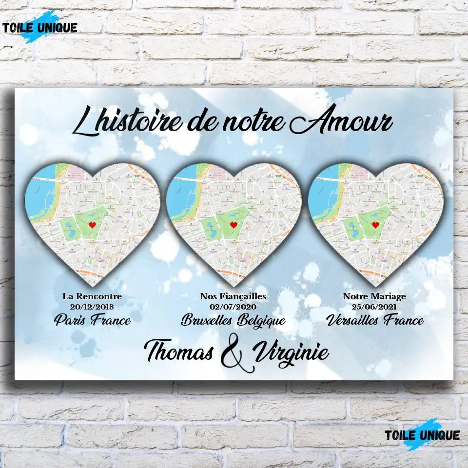 Tableau Lieu de Rencontre - Histoire de notre amour - Toile Unique