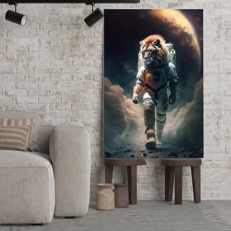 Tableau Lion Astronaute - Toile Unique