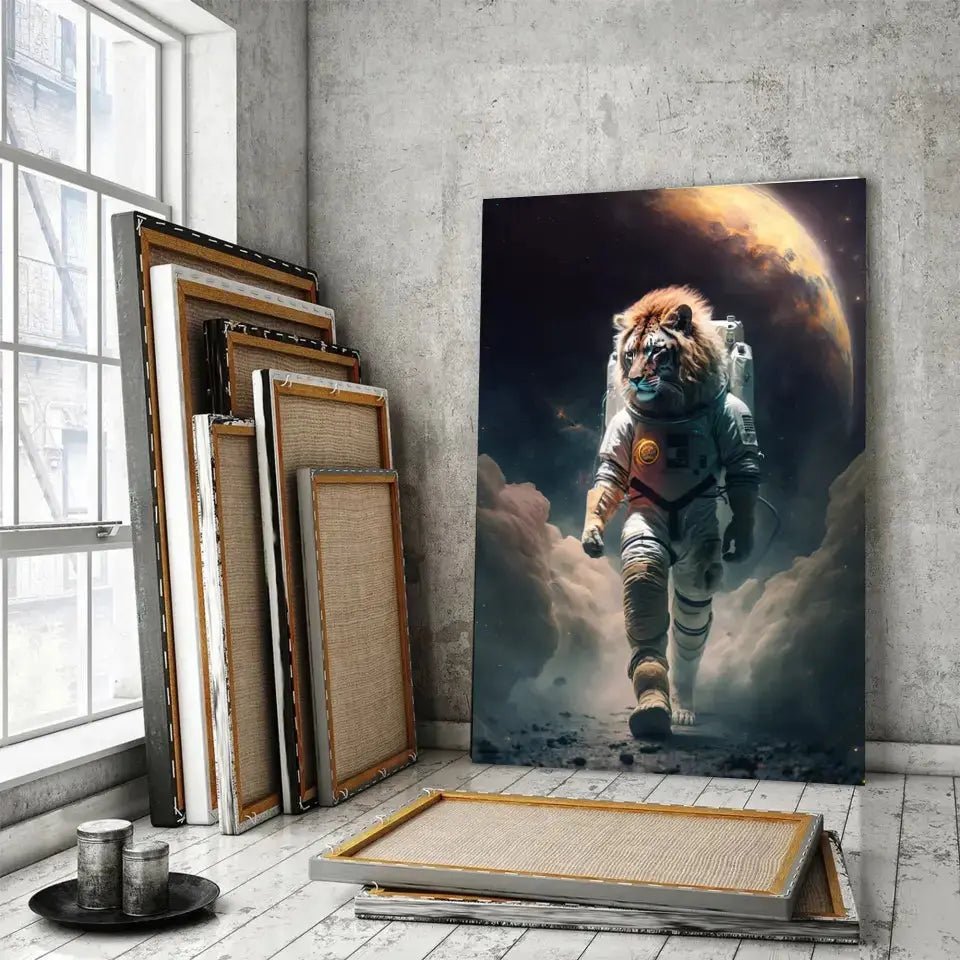 Tableau Lion Astronaute - Toile Unique