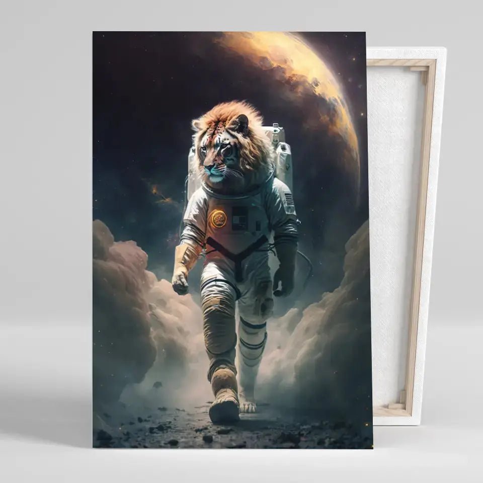 Tableau Lion Astronaute - Toile Unique