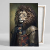 Thumbnail for Tableau Lion avec Couronne et Armure Médiévale - Toile Unique