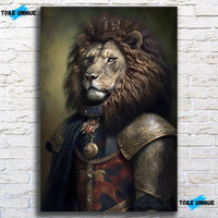 Thumbnail for Tableau Lion avec Couronne et Armure Médiévale - Toile Unique