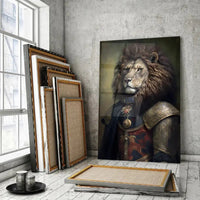 Thumbnail for Tableau Lion avec Couronne et Armure Médiévale - Toile Unique