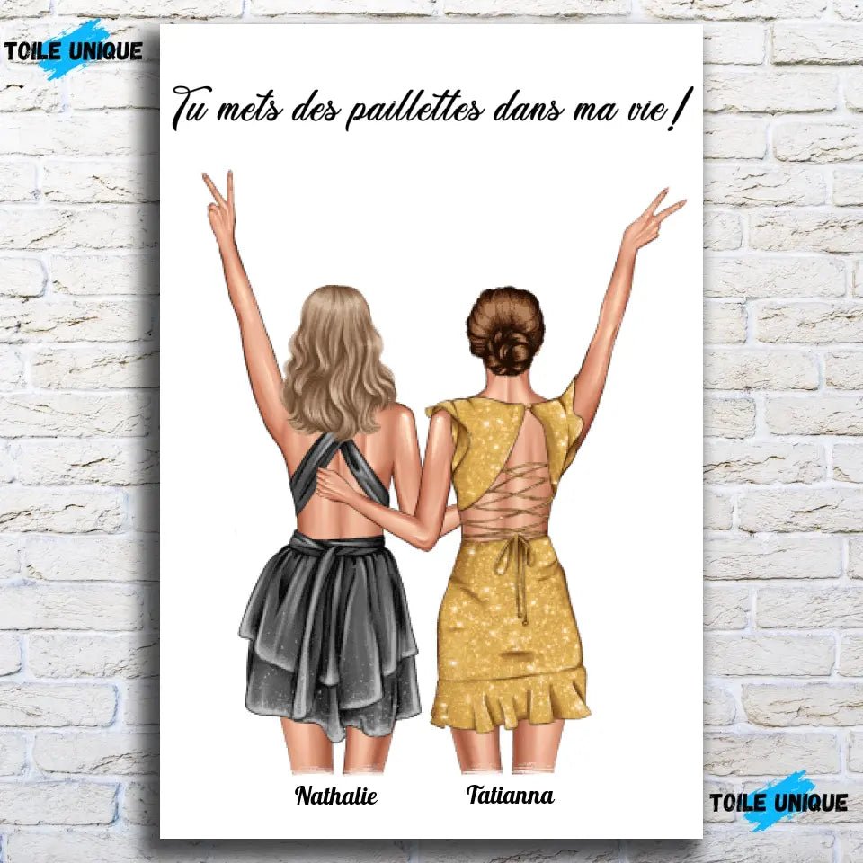 Tableau personnages - Couple de femmes - Toile Unique