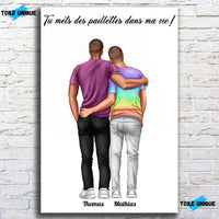 Thumbnail for Tableau personnages - Couple Hommes - Toile Unique