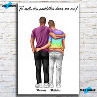 Thumbnail for Tableau personnages - Couple Hommes - Toile Unique