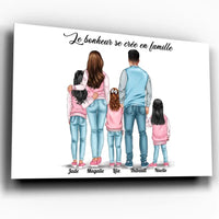 Thumbnail for Tableau personnages - Famille 3 enfants - Toile Unique