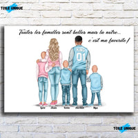 Thumbnail for Tableau personnages - Famille 3 enfants - Toile Unique