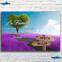 Thumbnail for Tableau prénoms - Arbre cœur et champ violet - Toile Unique