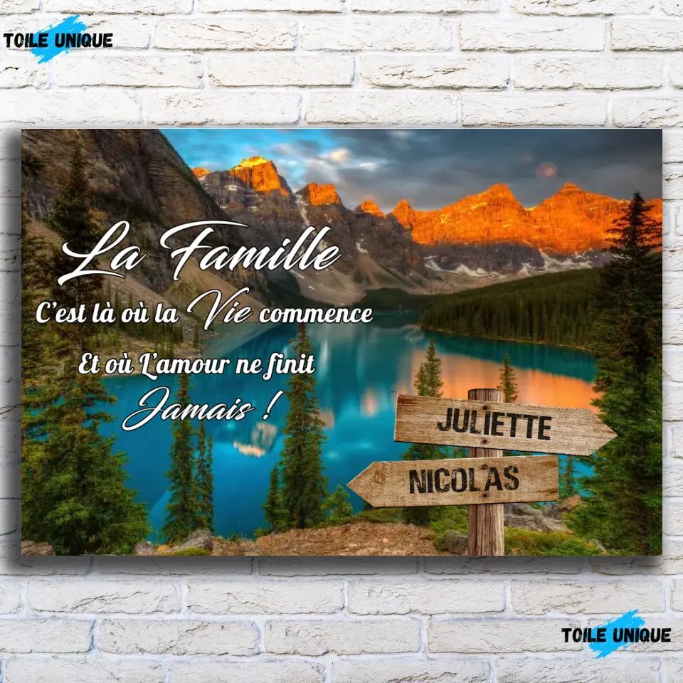 Tableau prénoms - Lac bleuté - Toile Unique