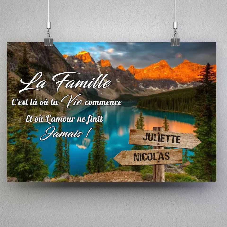 Tableau prénoms - Lac bleuté - Toile Unique