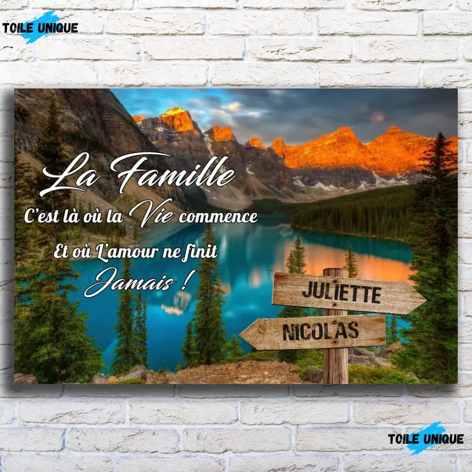 Tableau prénoms - Lac bleuté - Toile Unique