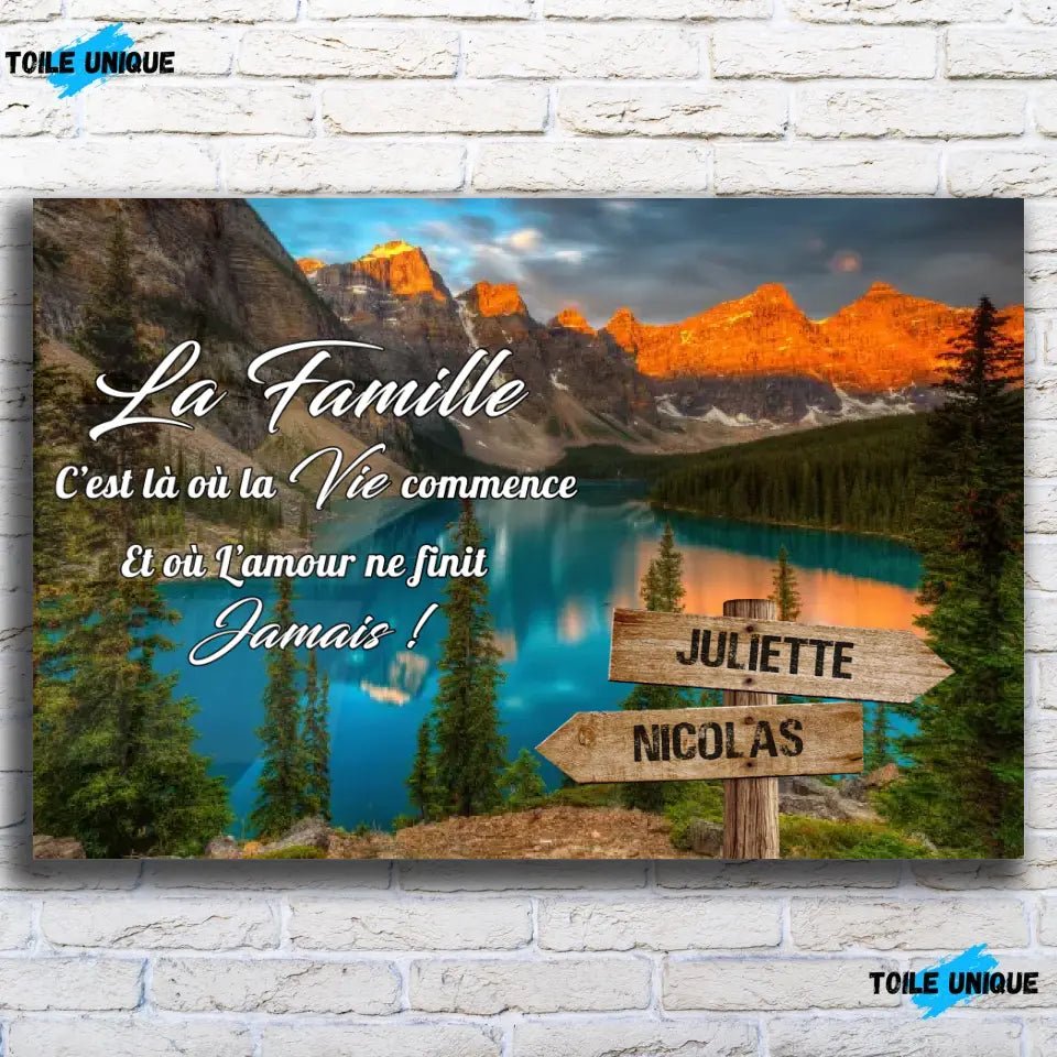 Tableau prénoms - Lac bleuté - Toile Unique