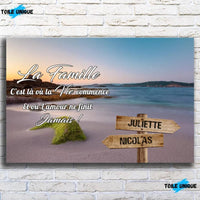 Thumbnail for Tableau prénoms - plage et algues (famille) - Toile Unique