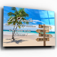 Thumbnail for Tableau prénoms - plage et cocotiers (famille) - Toile Unique