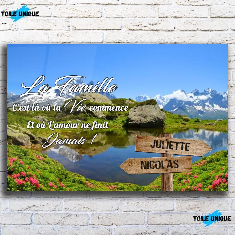 Tableau prénoms - plaine et montagne (famille) - Toile Unique