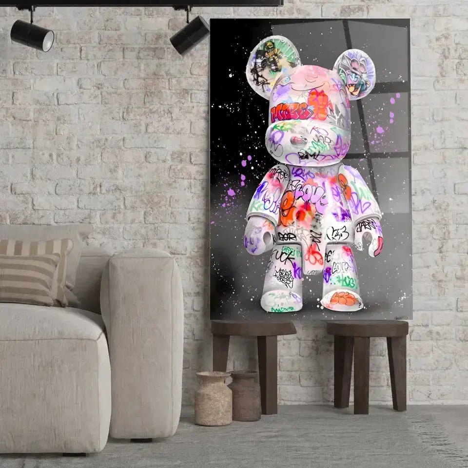 Tableau Street Art Kaws Bearbrick - Toile Unique