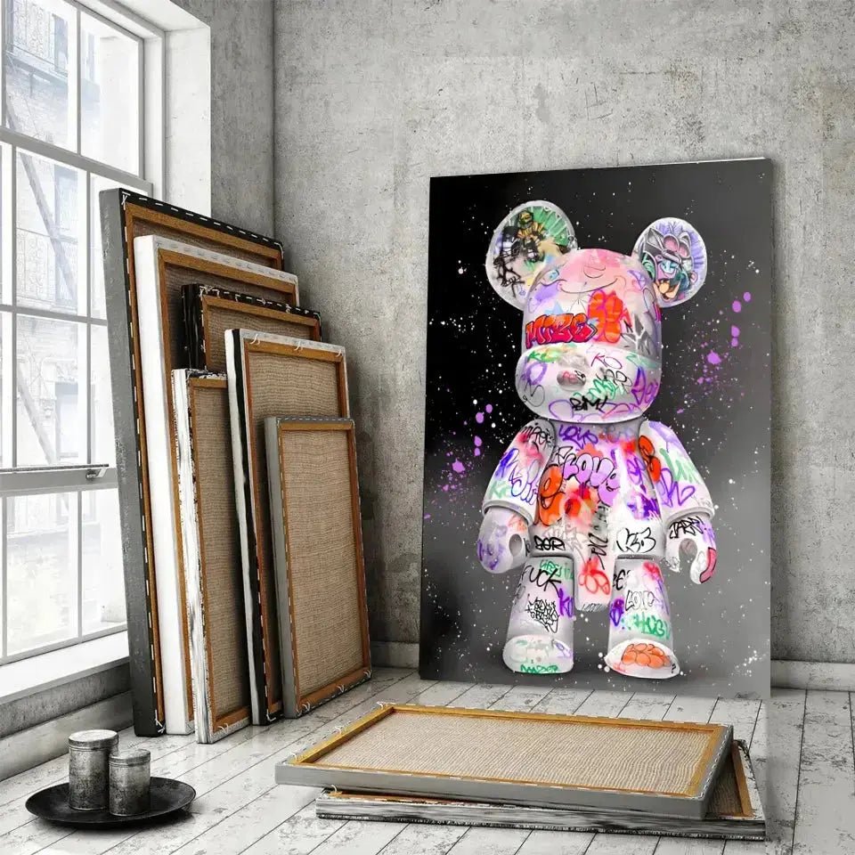 Tableau Street Art Kaws Bearbrick - Toile Unique